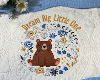 Personalized Baby Quilt | Nursery Gift | Sleepy Bear Quilt | Personalized Baby Gifts | Monogrammed Baby Blanket