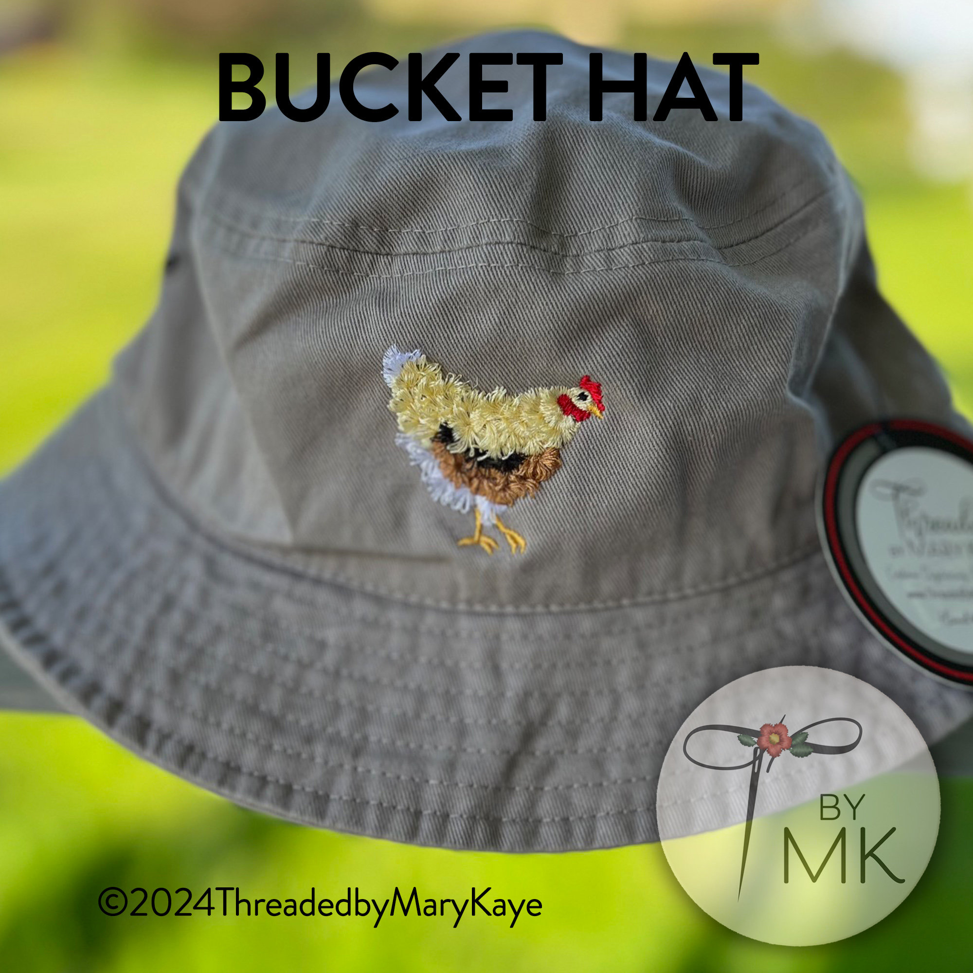 Fluffy Chicken Bucket Hat Chicken Embroidery Fringed Chicken
