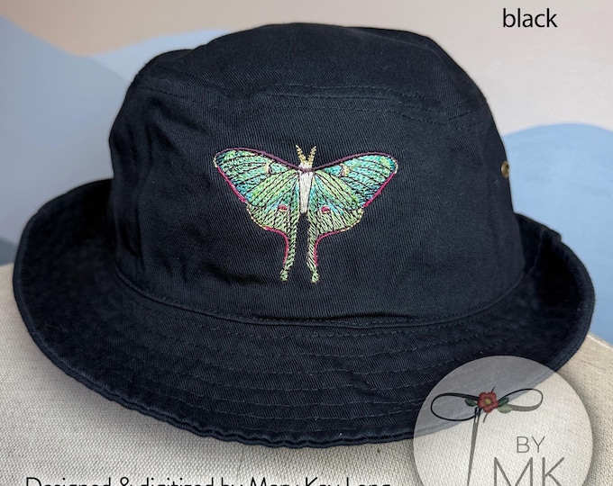 Embroidered Luna Moth Bucket Hat