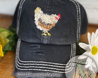 Fringed Chicken Embroidered Hat Fluffy Chicken Hat