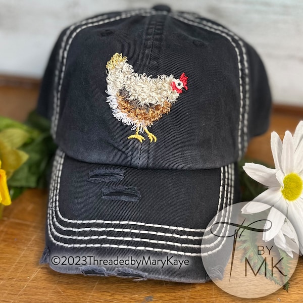 Fringed Chicken Embroidered Hat Fluffy Chicken Hat