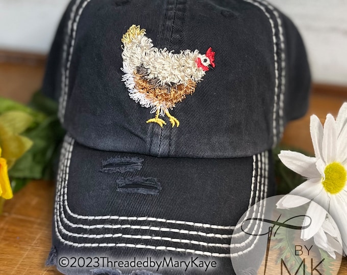 Fringed Chicken Embroidered Hat Fluffy Chicken Hat