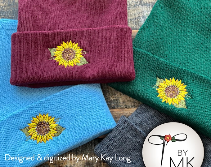 Sunflower Long Beanie Made in USA Winter Knit Hat Outdoor Gift