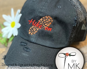 Embroidered Hike On Distressed Mesh Hiking Cap