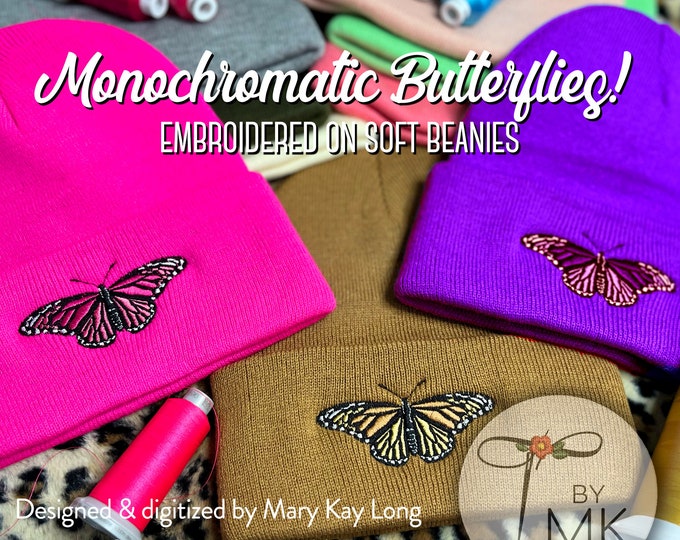 Monarch Monochromatic Soft Beanie Winter Knit Hat Butterfly Gift