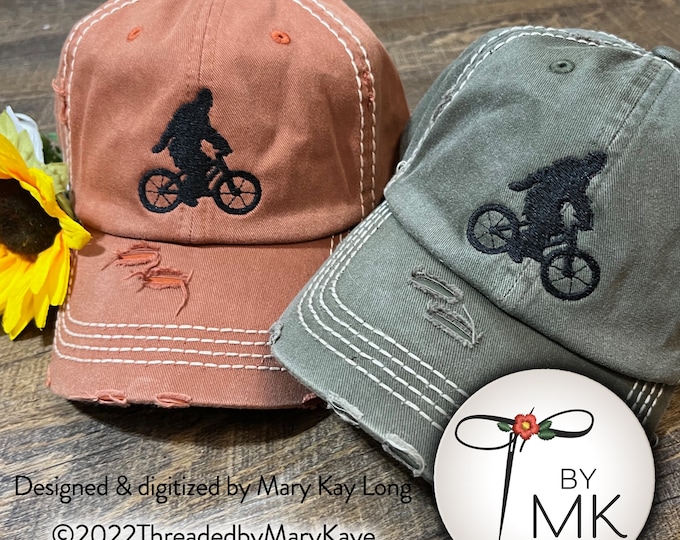 Bigfoot Hat  |  Big Foot on a Bike  |  Bigfoot Gift | Sasquatch  Hat  |  Bike Hat