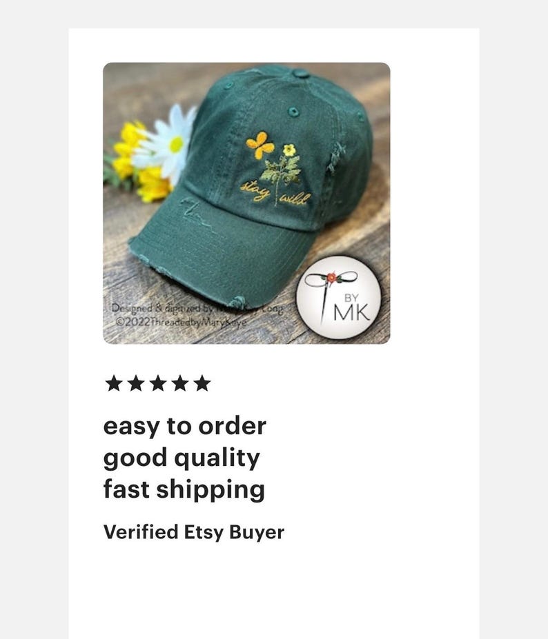 Stay Wild Hat | Wild Flower Cap | Wildflower Gift afbeelding 10
