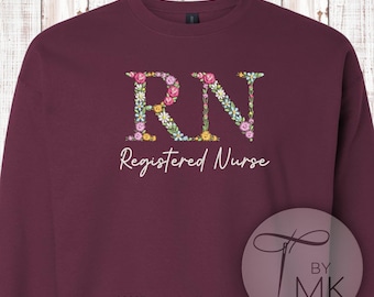 Floral Embroidered Profession Sweatshirt: Custom Medical Apparel