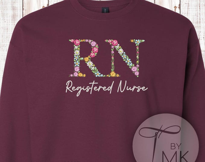 Floral Embroidered Profession Sweatshirt: Custom Medical Apparel
