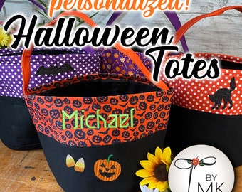 Personalized Halloween Tote | Custom Embroidered Tote | Halloween Bucket | Halloween Basket | Trick or Treat Bag