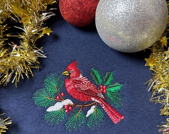 Embroidered Christmas Holiday 1/4 Zip Sweatshirt