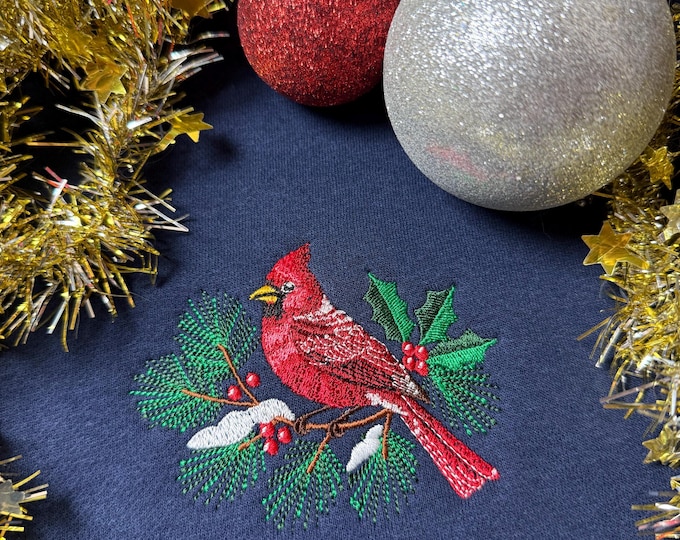 Embroidered Christmas Holiday 1/4 Zip Sweatshirt