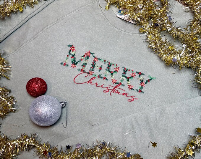 Holiday Merry Christmas Floral Sweatshirt