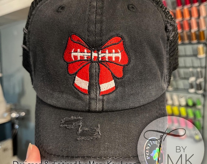 Football Bow Embroidered Hat