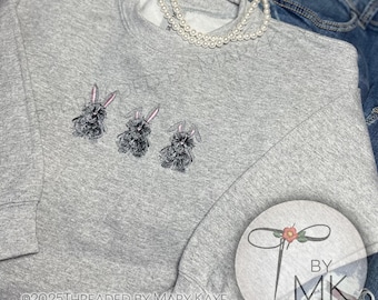 Embroidered Fringed Fluffy Bunny Sweatshirt Easter Gift