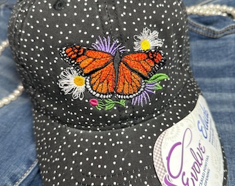 Floral Monarch Butterfly Ladies' Fit Hat Monarch Butterfly Gift