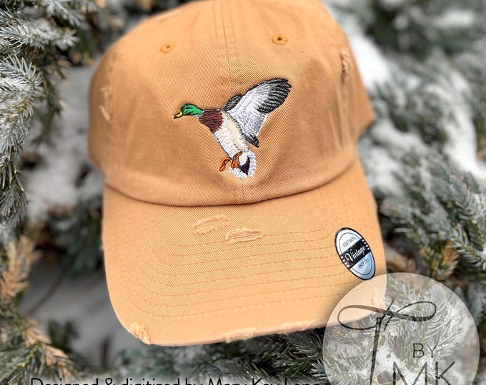 Duck Bird Enthusiast Mallard Flying Duck Embroidered Hat
