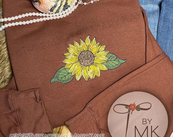 Embroidered Sunflower Floral Sweatshirt
