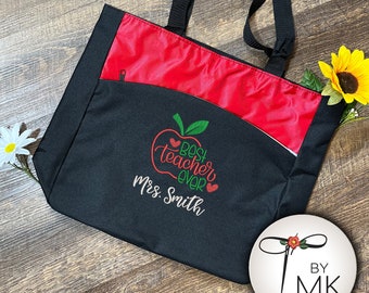 Personalized Tote | Teacher Gift  |  Embroidered Tote | Custom Tote  | Personalized Teacher Tote  |  Teacher Bag