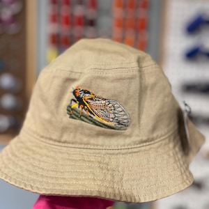 Embroidered Cicada Bucket Hat