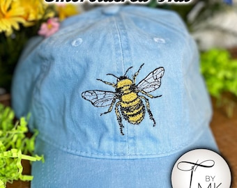 Embroidered Bee Dad Hat: Nature Lover Gift