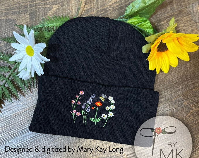 Wildflower Soft Beanie Winter Knit Flower Hat Flower Gift