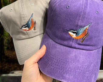 Nuthatch Bird Enthusiast Red Breasted Nuthatch Embroidered Hat