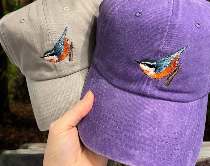 Nuthatch Bird Enthusiast Red Breasted Nuthatch Embroidered Hat