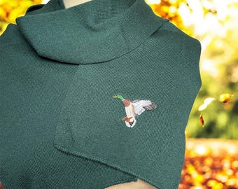 Mallard Duck Embroidered Winter Scarf