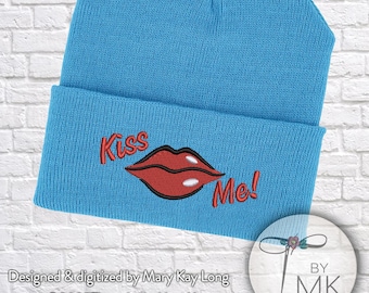 Red Lips Customizable Long Beanie Made in USA Valentine Gift
