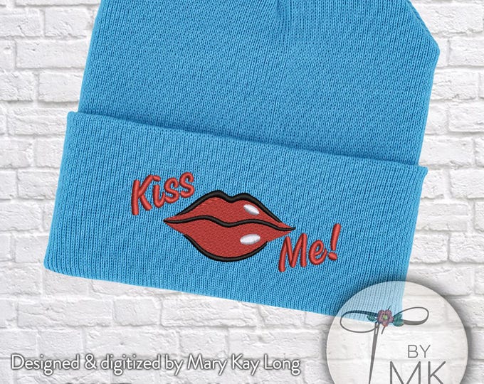 Red Lips Customizable Long Beanie Made in USA Valentine Gift