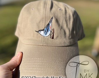 Nuthatch Bird Enthusiast White Breasted Nuthatch Embroidered Hat