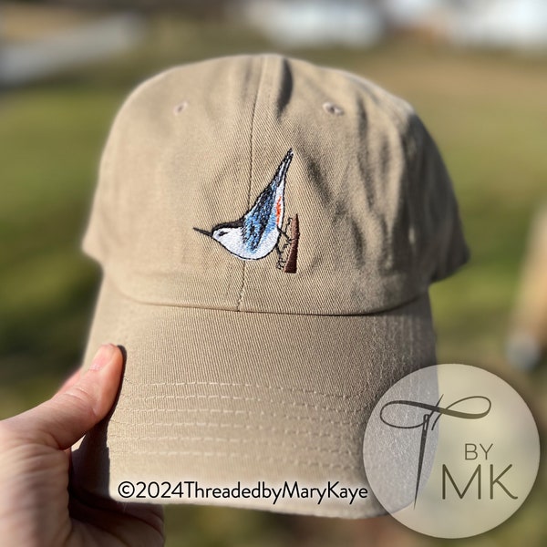 Nuthatch Bird Enthusiast White Breasted Nuthatch Embroidered Hat