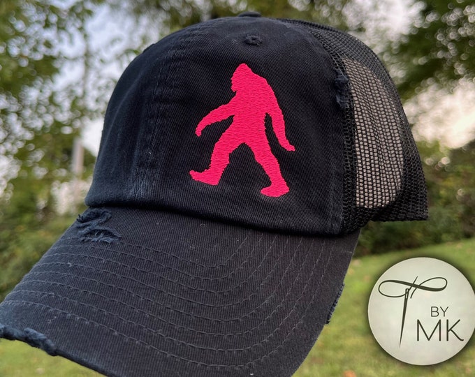 Big Foot Hat Bigfoot Gift Sasquatch Distressed Hat