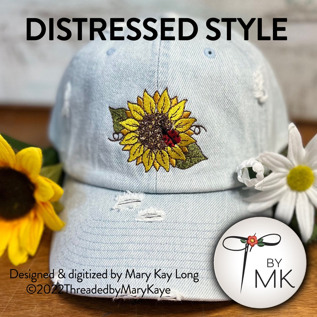 Sunflower Distressed Hat Sunflower Gift Distressed Hat