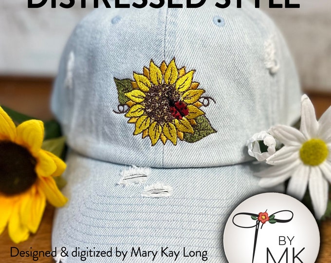 Sunflower Distressed Hat Sunflower Gift Distressed Hat