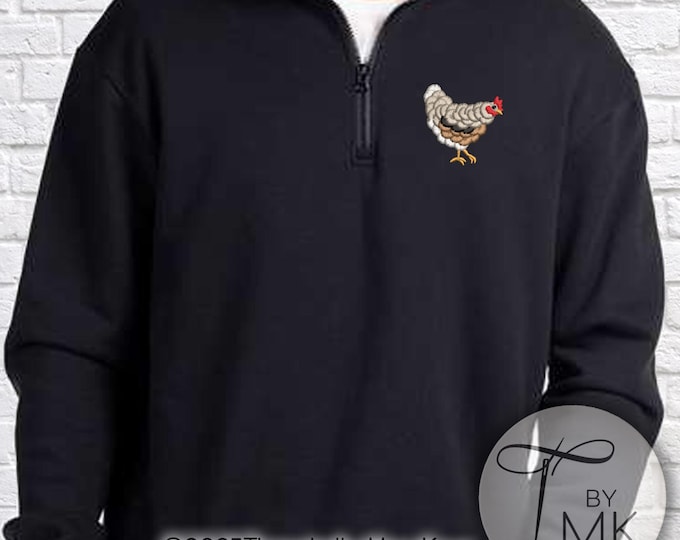 Embroidered Fluffy Chicken 1/4 Zip Sweatshirt Chicken Gift