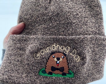 Groundhog Weather Predictor Beanie Winter Knit Hat