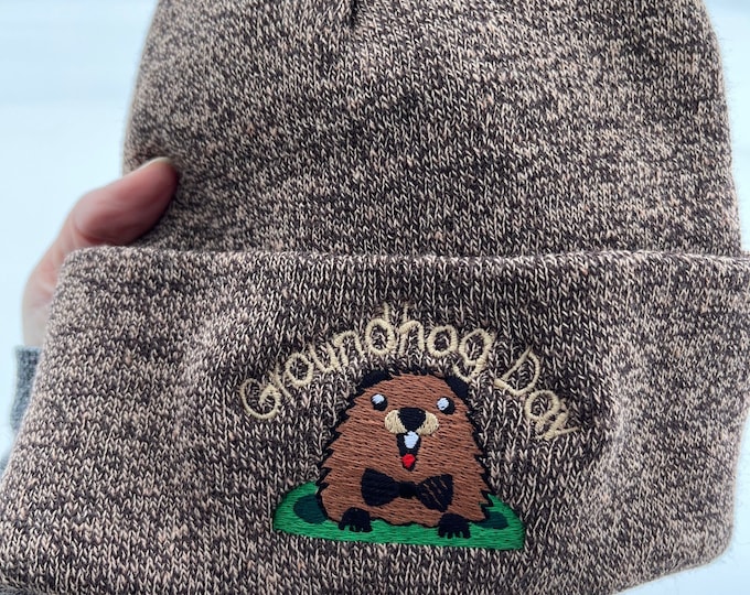 Groundhog Weather Predictor Beanie Winter Knit Hat
