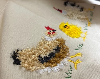 Embroidered Fluffy Chicken Sweatshirt Chicken Gift