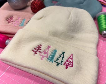 Holiday Trees Beanie Winter Knit Hat Christmas Gift