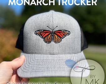 Embroidered Monarch Butterfly Trucker Hat