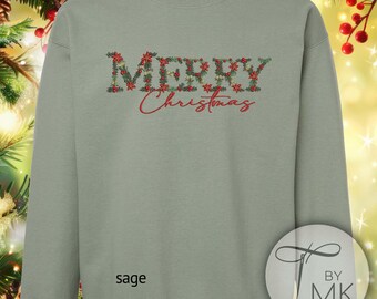 Holiday Merry Christmas Floral Sweatshirt