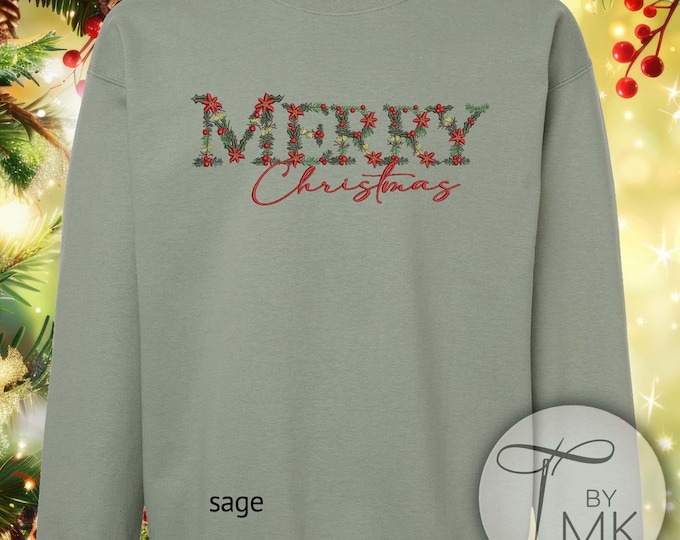 Holiday Merry Christmas Floral Sweatshirt