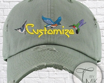 Customizable Bird Embroidered Hat