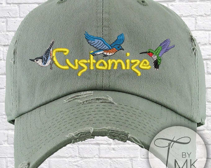 Customizable Bird Embroidered Hat
