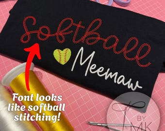 Embroidered Softball or Baseball Sweatshirt for Grandma Meemaw Nana Mimi