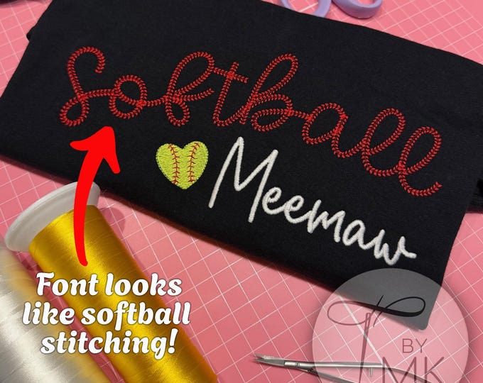 Embroidered Softball or Baseball Sweatshirt for Grandma Meemaw Nana Mimi