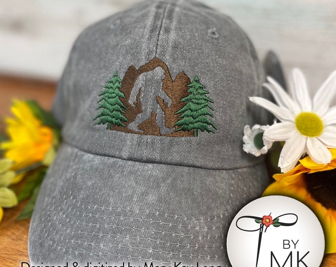Bigfoot Hat  |  Big Foot Trees  |  Bigfoot Gift | Sasquatch Mountain Hat