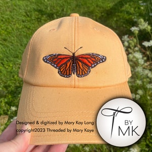 Embroidered Monarch Butterfly Hat: Ladies Hybrid Cotton Dad Cap